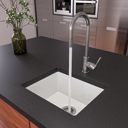Alfi Brand 20" White Sgl Bowl Fireclay Undermount Kitchen Sink AB2017